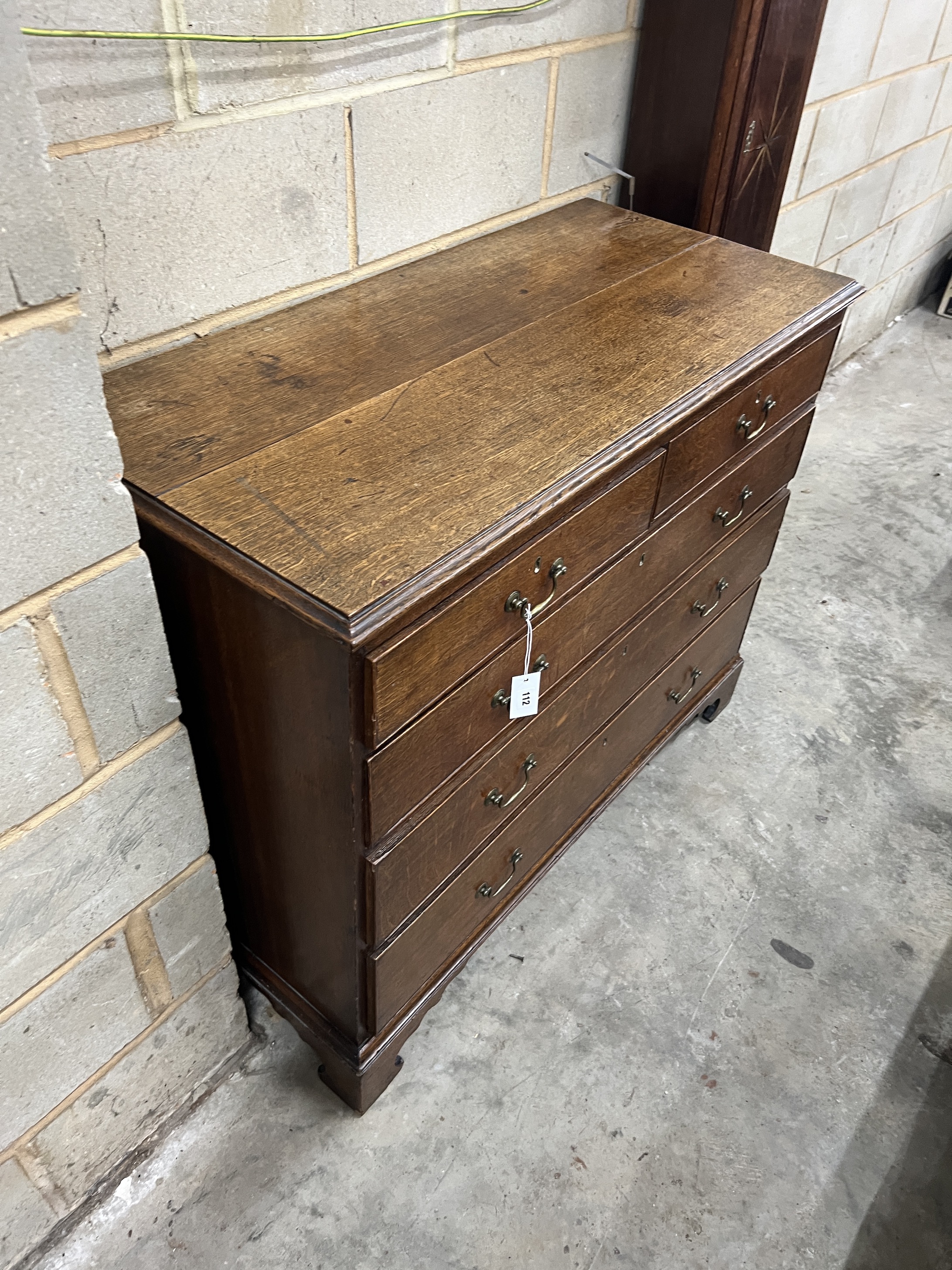 A George III oak chest, width 116cm, depth 53cm, height 94cm